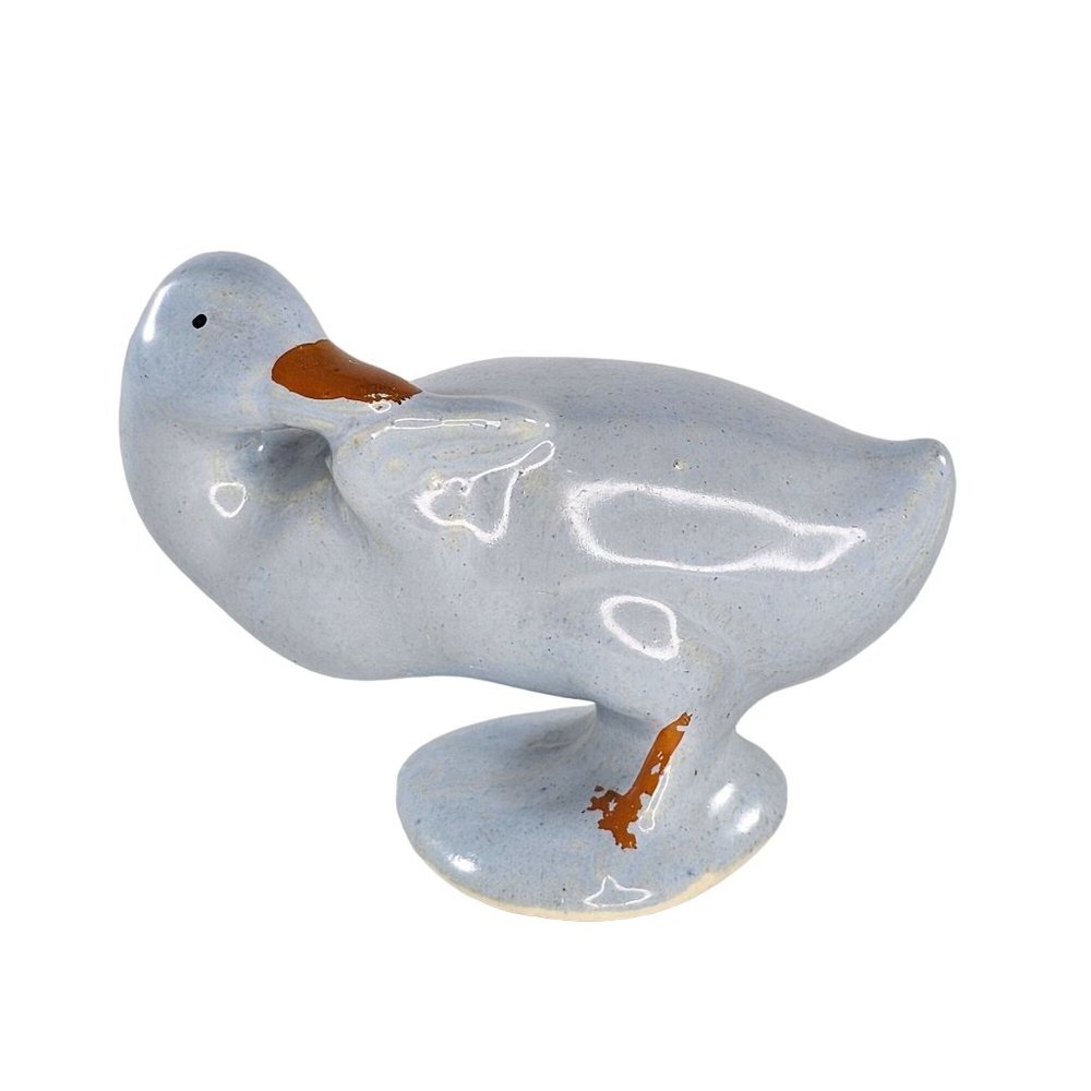 California Pottery Duck Goose Swan Bird Figurine Miniature Blue Preening McCoy?